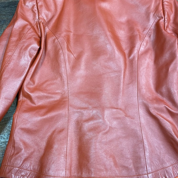 Griffith Gray by St. John Rust/Salmon Leather Jacket - Picture 2 of 11